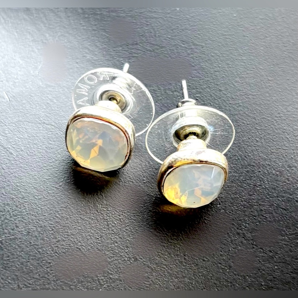 Translucent White Stone Stud Earrings - image 1